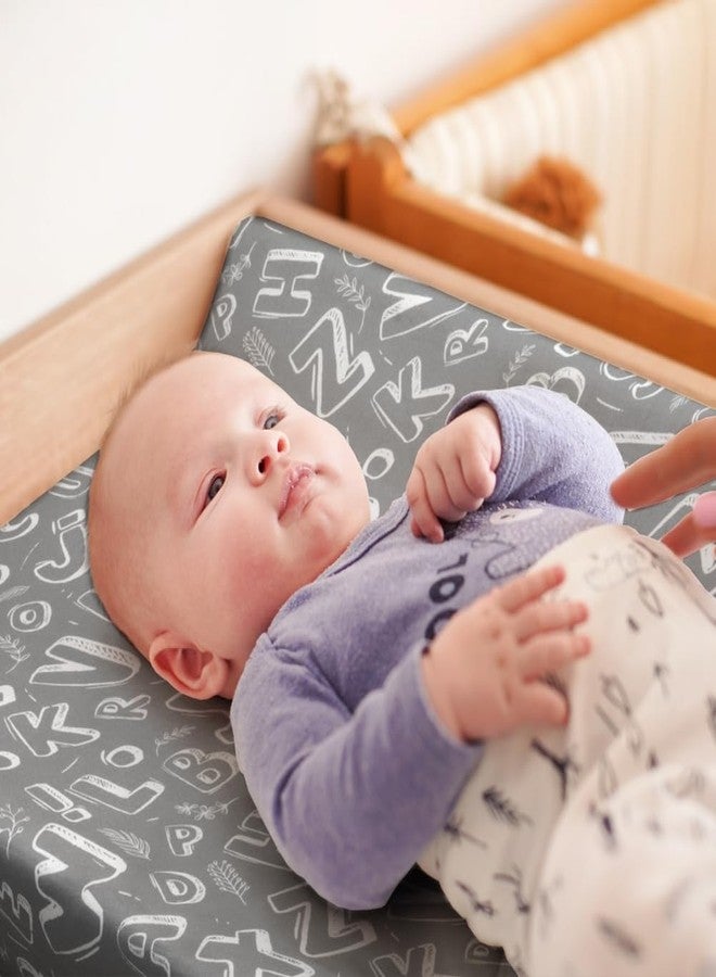 FIGEPO 4 Pack Changing Pad Cover for Baby Boys Neutral Unisex Fitted Breathable Baby Changing Pad Sheets for Toddler Changing Table (Letter) - Image 3